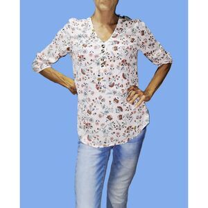 Blush Pink Floral Boho Button Up Blouse ~ Medium ~ Hi-Lo Hem from Maurices